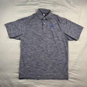 FootJoy Mens ProDry Golf Polo Shirt Blue Space Dye Menlo Logo Sz M Performance